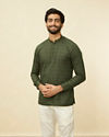 Kale Green Linear Patterned Short Kurta